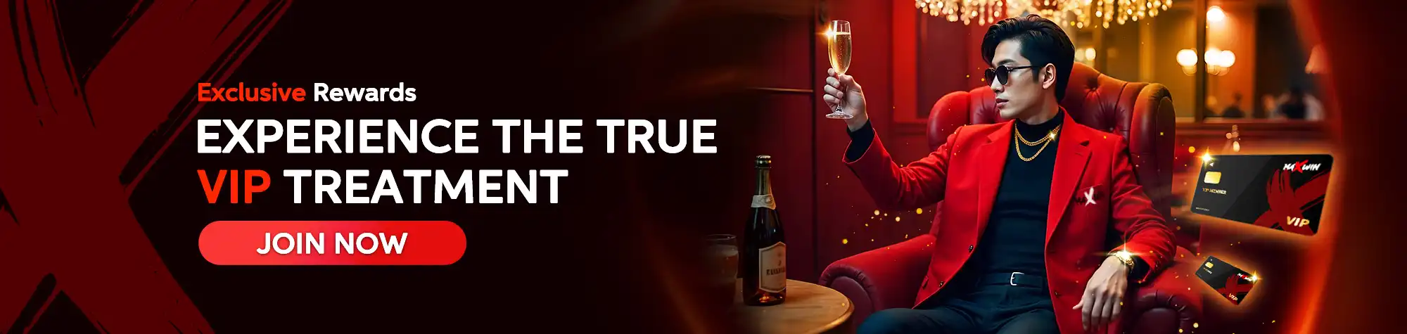MaxWin VIP promotion banner showcasing luxury casino elements, gold accents, and exclusive player rewards.